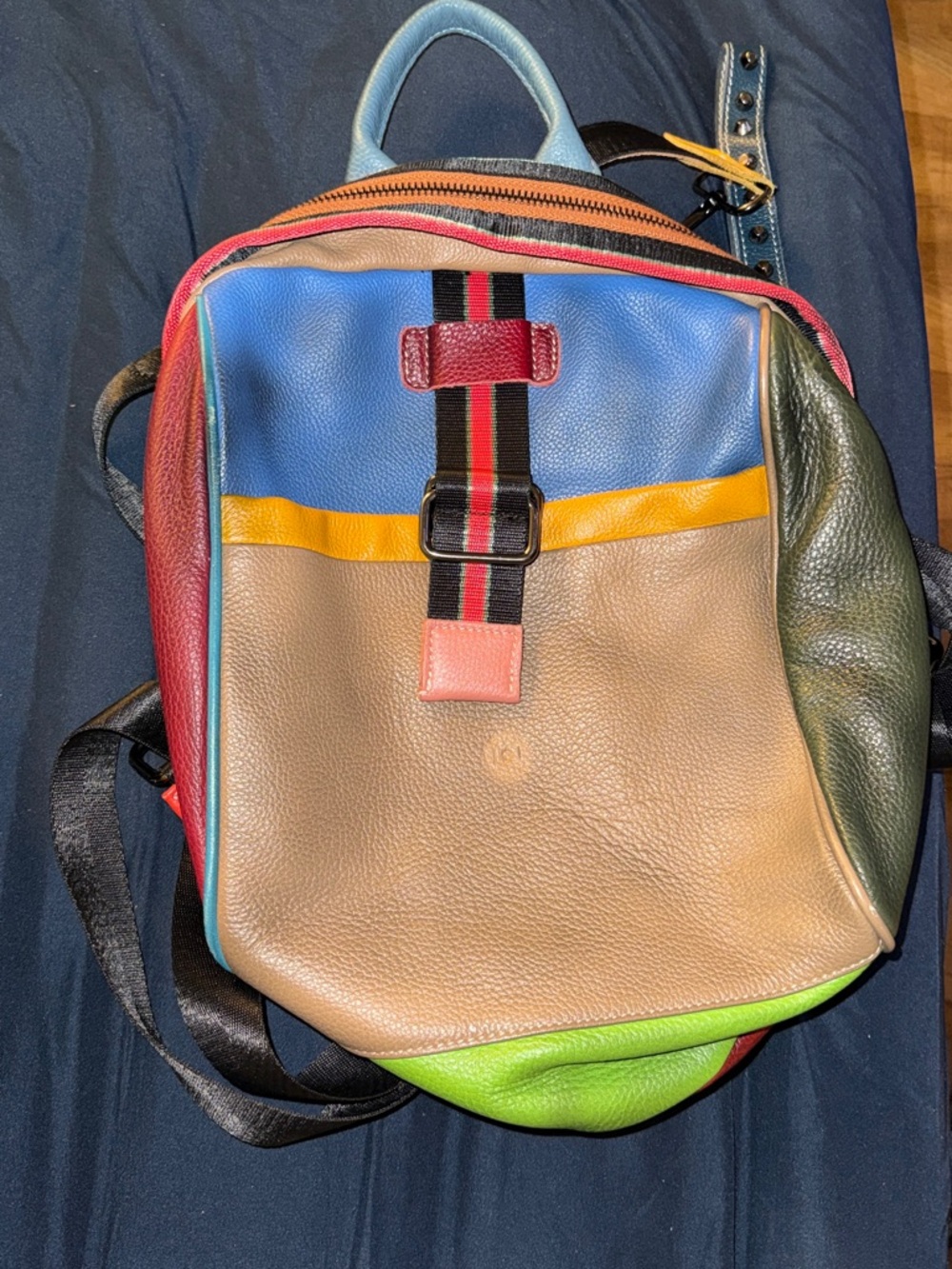 Leather Colorblock Backpack - Multicolor - Picture 2 of 2